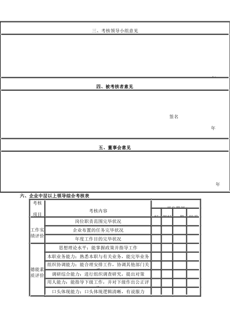 2025年公司中层管理人员考核表文档在线提供_第2页