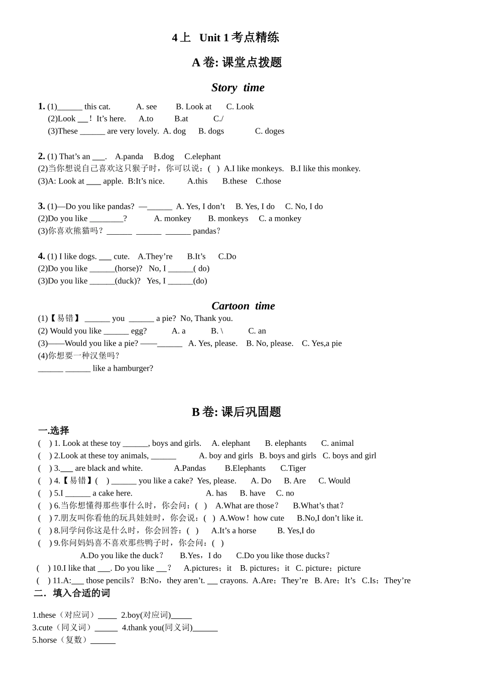 2025年译林英语AU考点精练_第1页