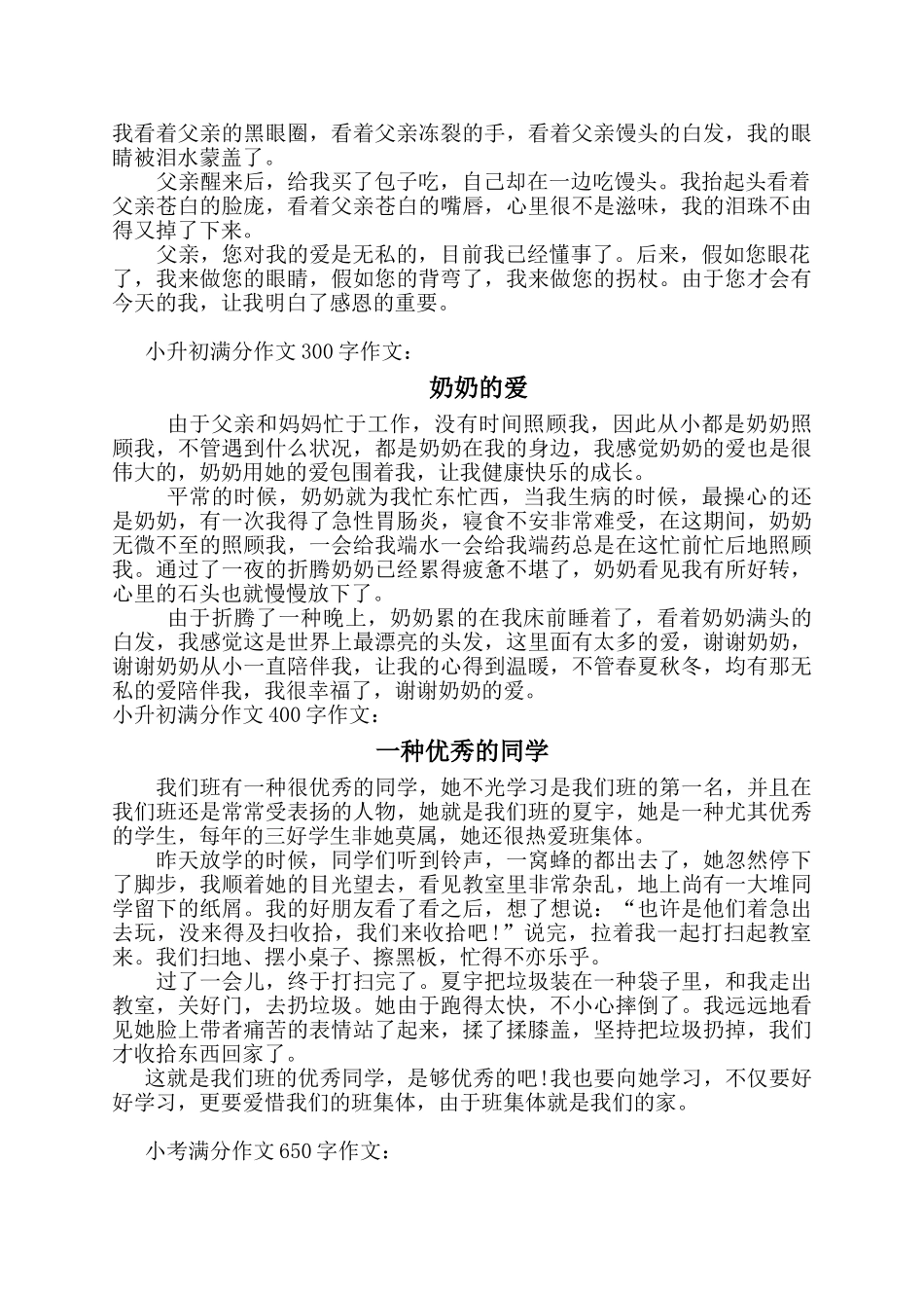 2025年小升初作文范文教学文案_第3页