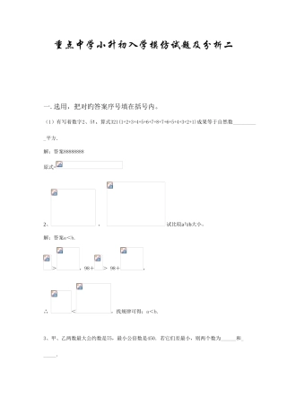 2025年小升初数学分班考试题及答案详解二