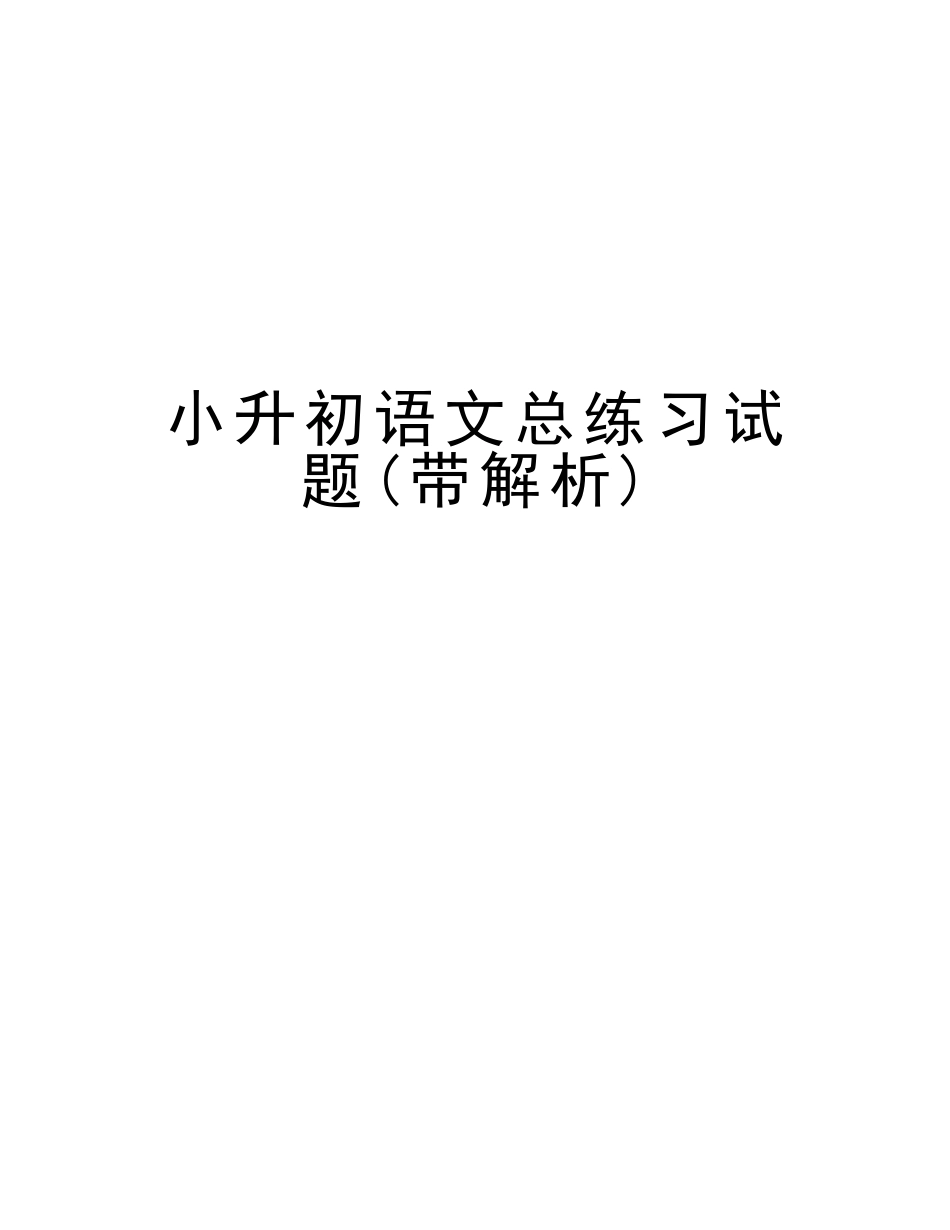 2025年小升初语文总练习试题带解析培训讲学_第1页