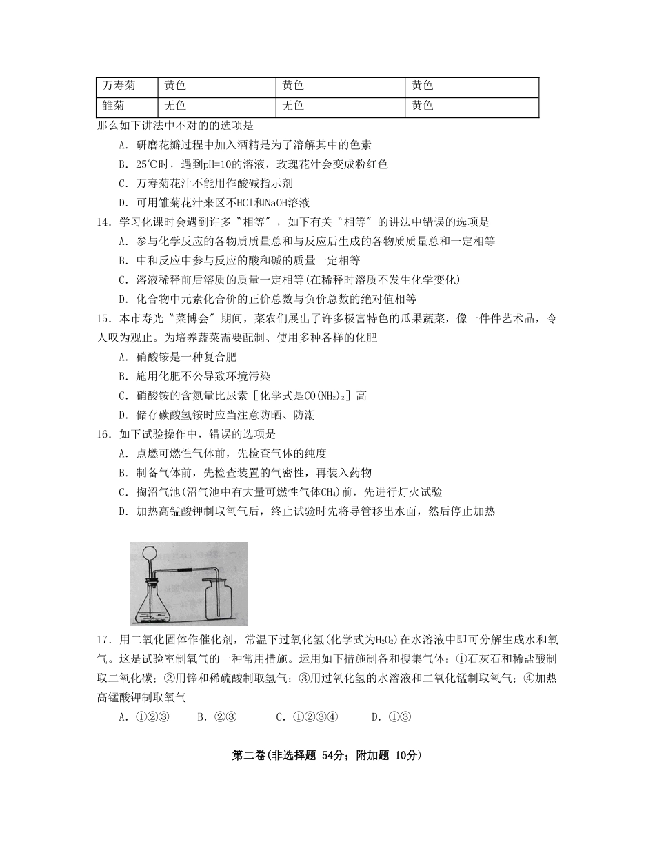2025年潍坊市初中学业水平考试初中化学_第3页