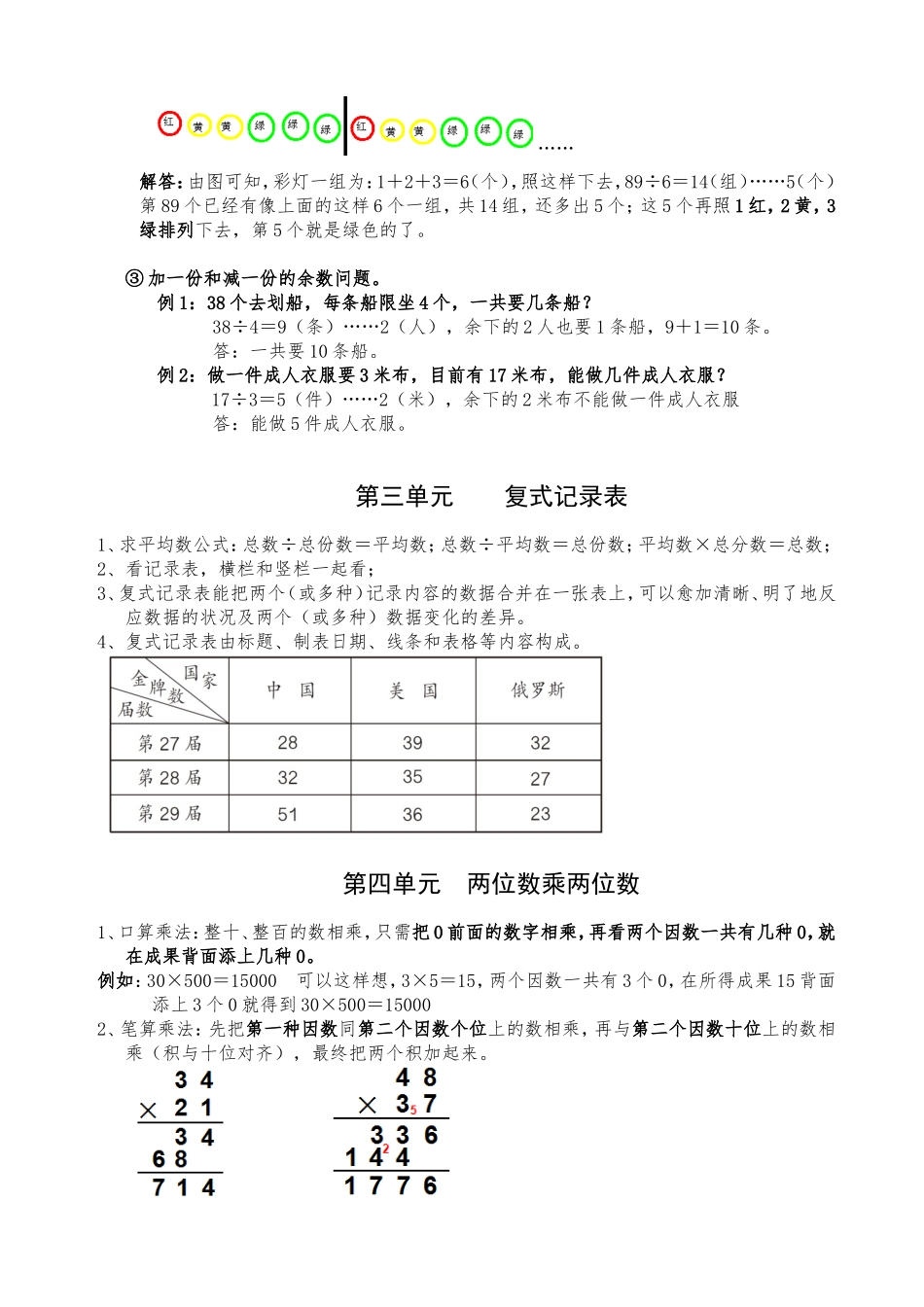 2025年人教版小学三年级数学下册知识点汇总_第3页