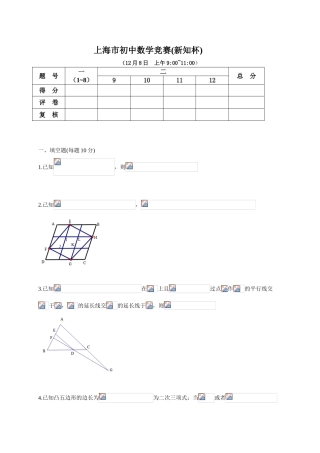 2025年新知杯历年上海市初中数学竞赛试卷及答案试题全与答案分开