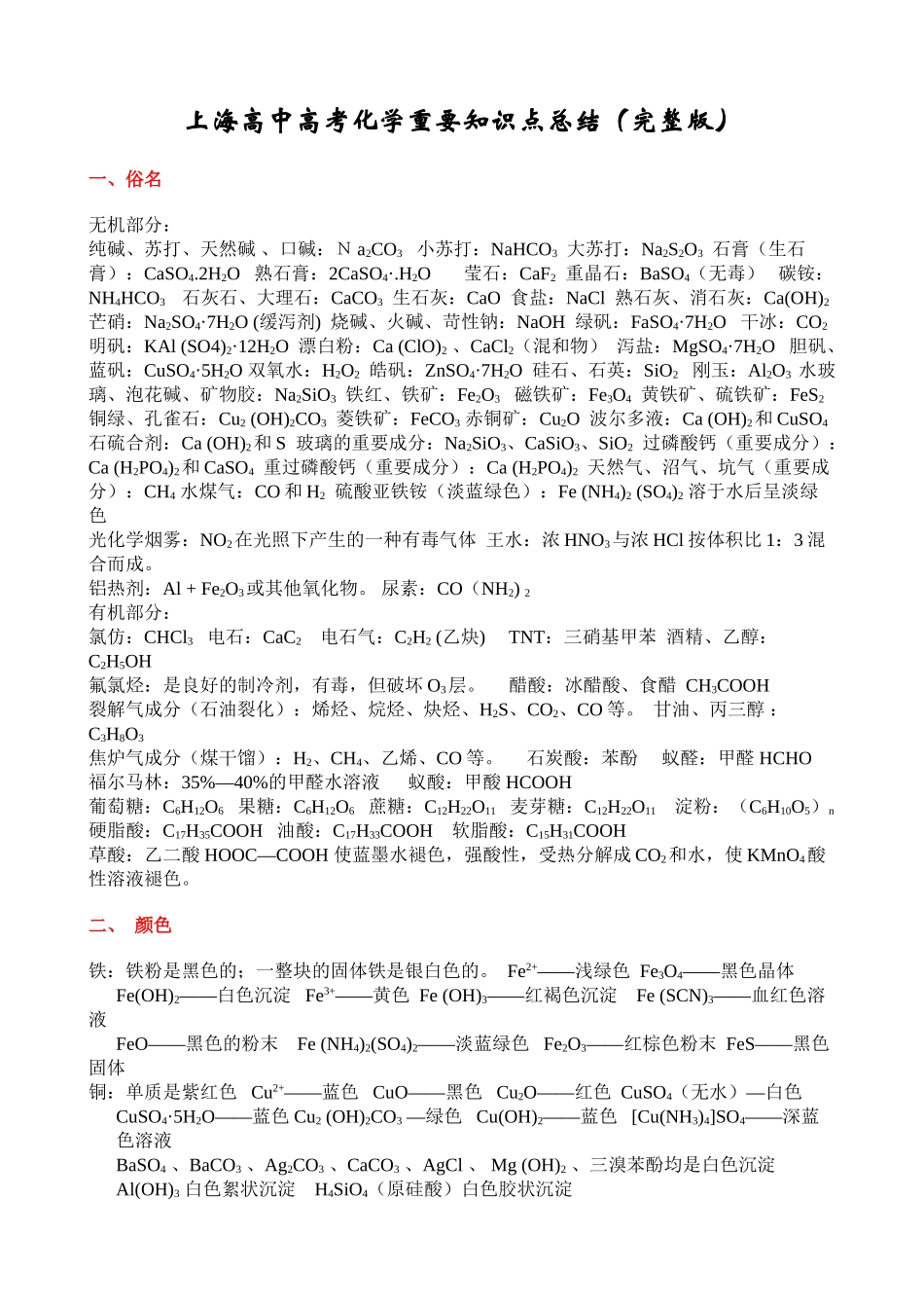 2025年上海高中高考化学重要知识点总结教程文件_第2页