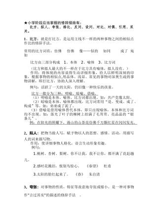 2025年小升初修辞手法的讲解