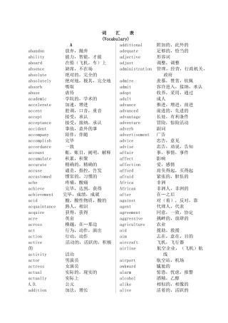 2025年专升本英语三级词汇