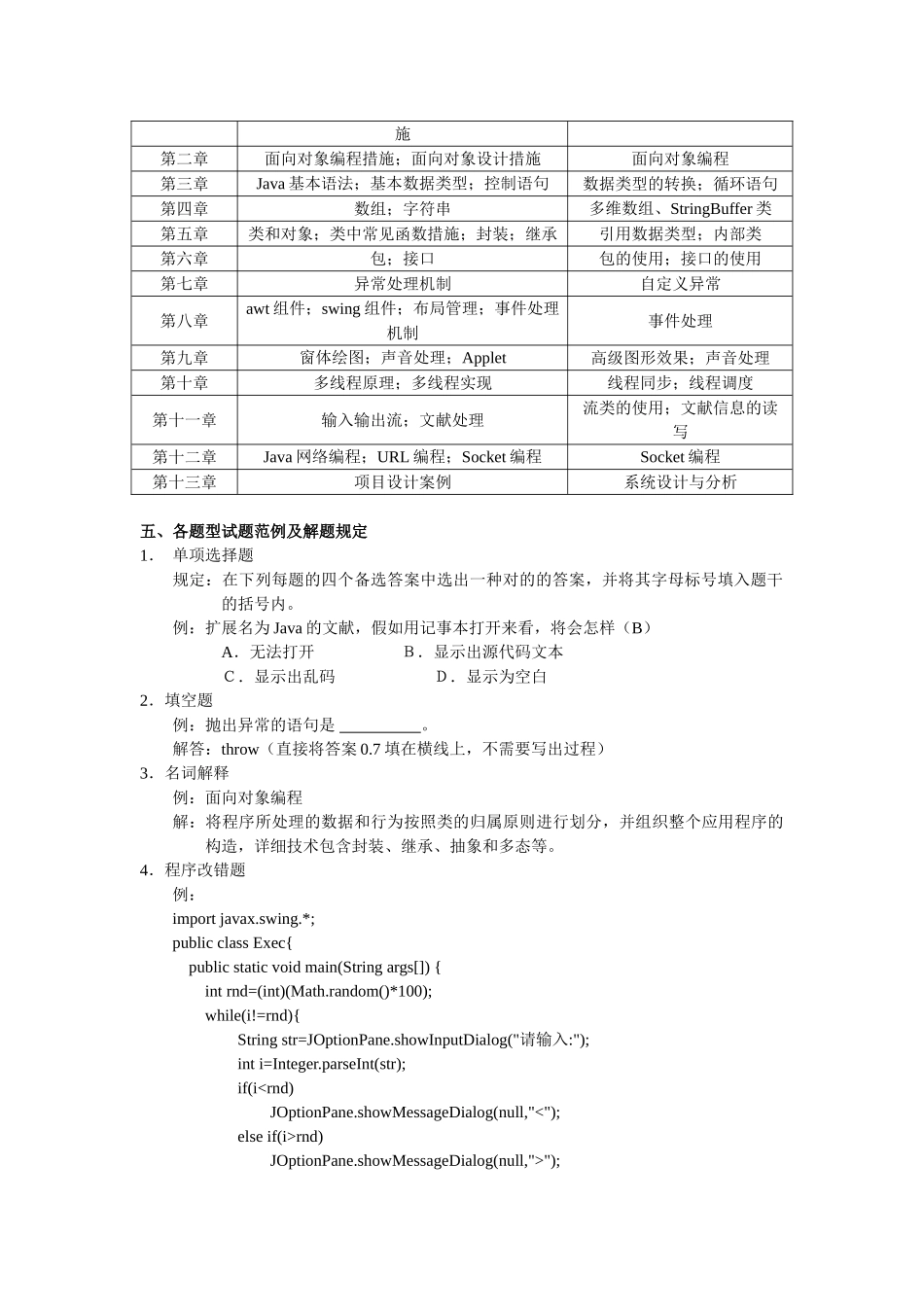 2025年Java程序设计课程考试说明_第2页