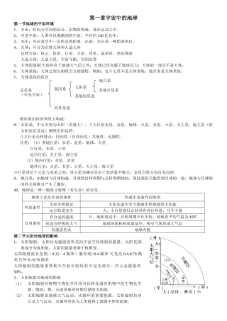 2025年湘教版高中地理必修一知识点总结学习资料
