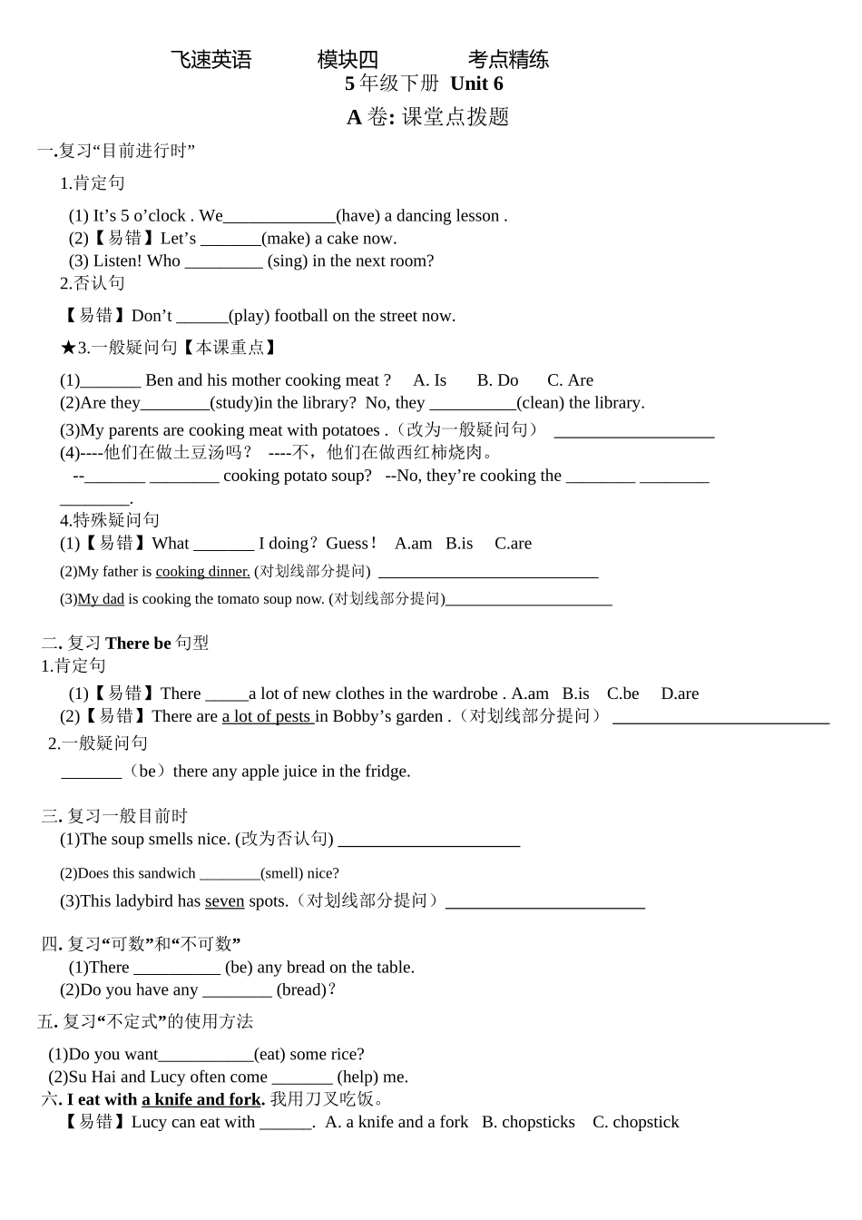 2025年译林英语五下5BU6考点精练教学文案_第2页