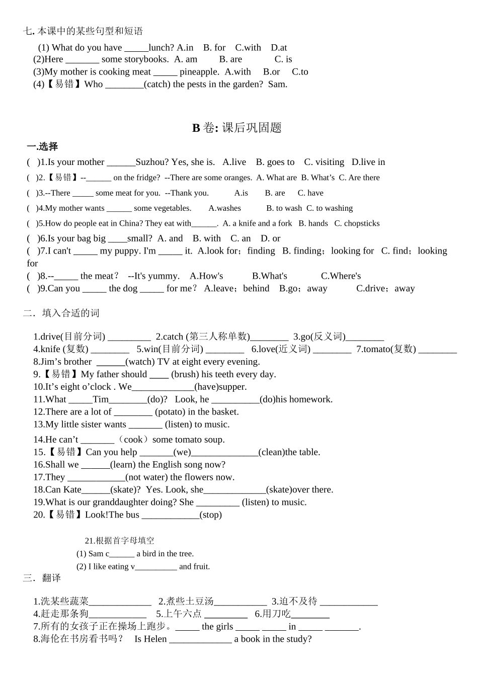 2025年译林英语五下5BU6考点精练教学文案_第3页