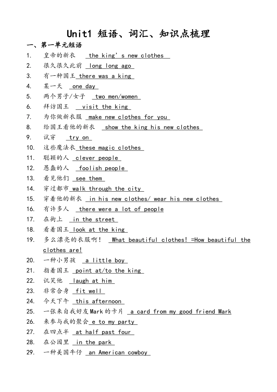 2025年译林英语六年级上册英语第一单元知识点梳理_第1页