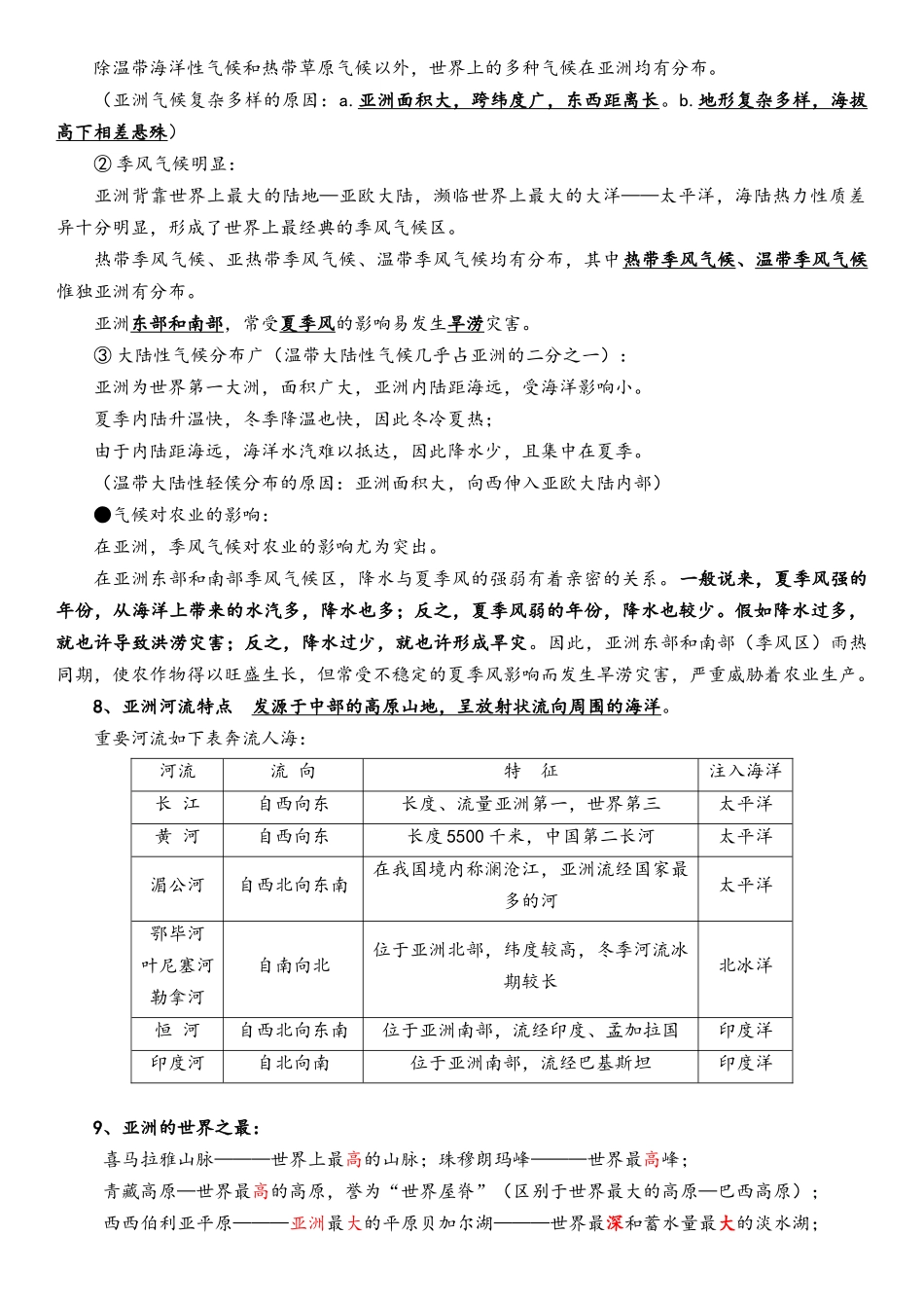 2025年鲁教版初一地理下册知识点_第2页
