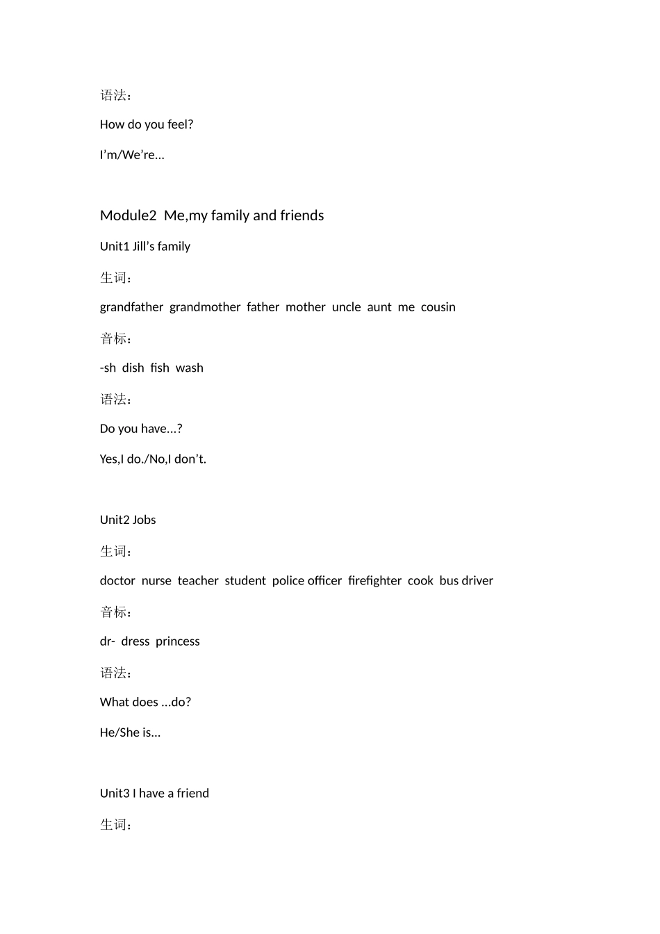 2025年牛津英语四年级上册知识点整理_第2页