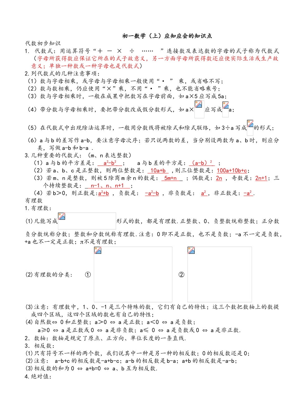 2025年鲁教版初一数学上册知识点总结归纳_第1页