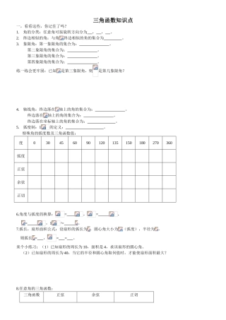 2025年三角函数知识点整理+练习