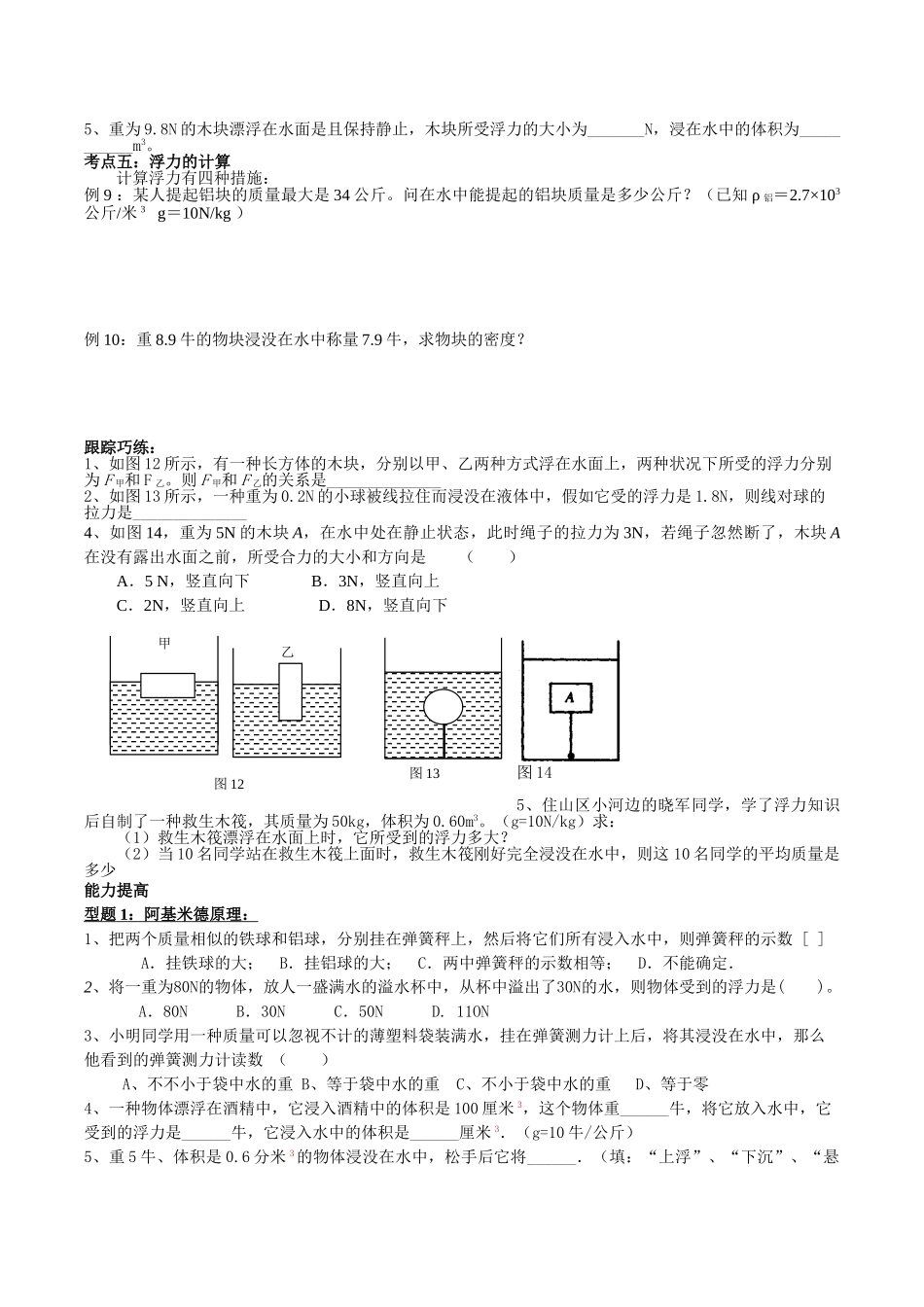 2025年沪科版浮力考点归纳_第3页