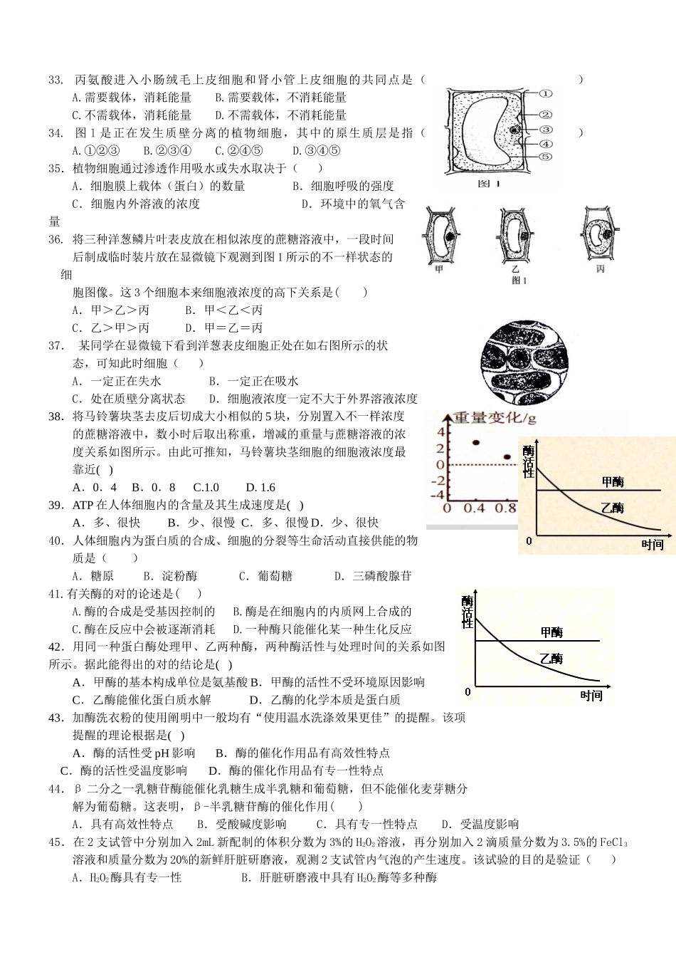 2025年高中生物基础知识测试题教程文件_第3页