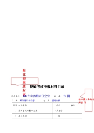 2025年表2技师考评申报表范例