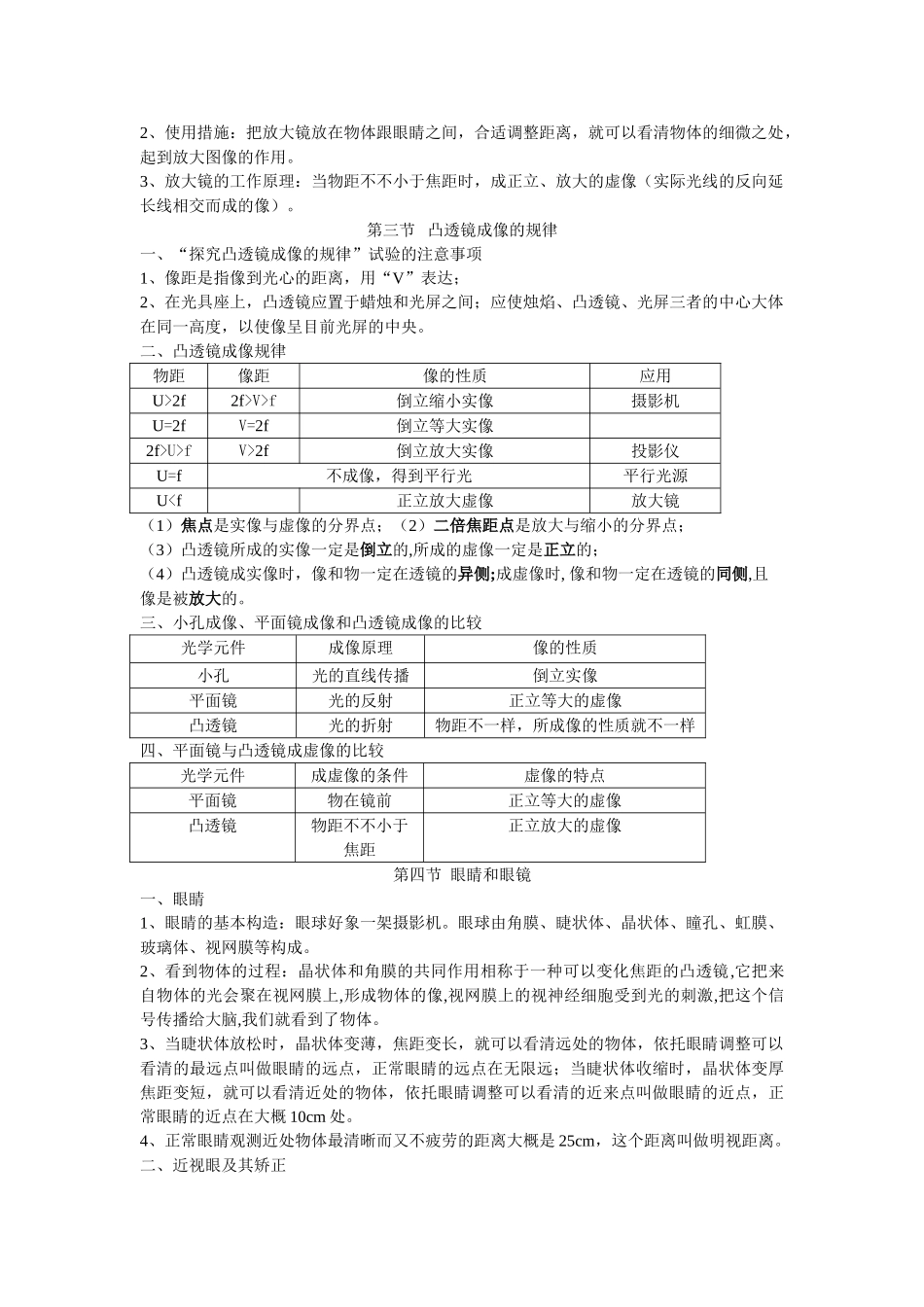 2025年人教版八年级物理第五章透镜及其应用知识点总结_第2页