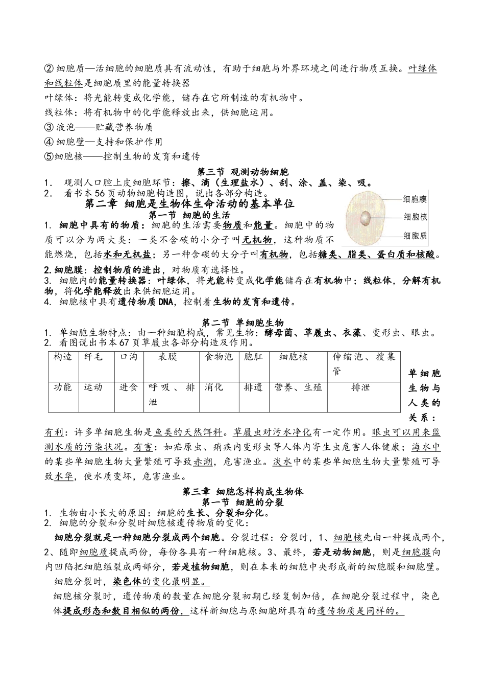 2025年鲁科版六年级生物上册知识点汇总_第3页