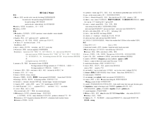2025年牛津上海八下8BUnit2Water知识点梳理