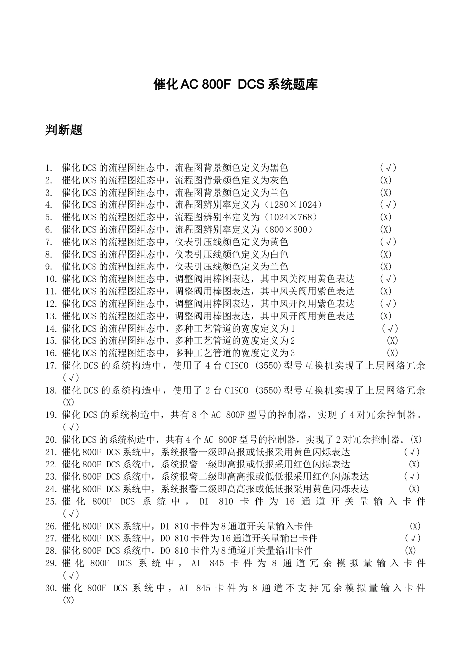 2025年题库.试卷—自控车间dcs系统题库.试卷及答案全集_第2页