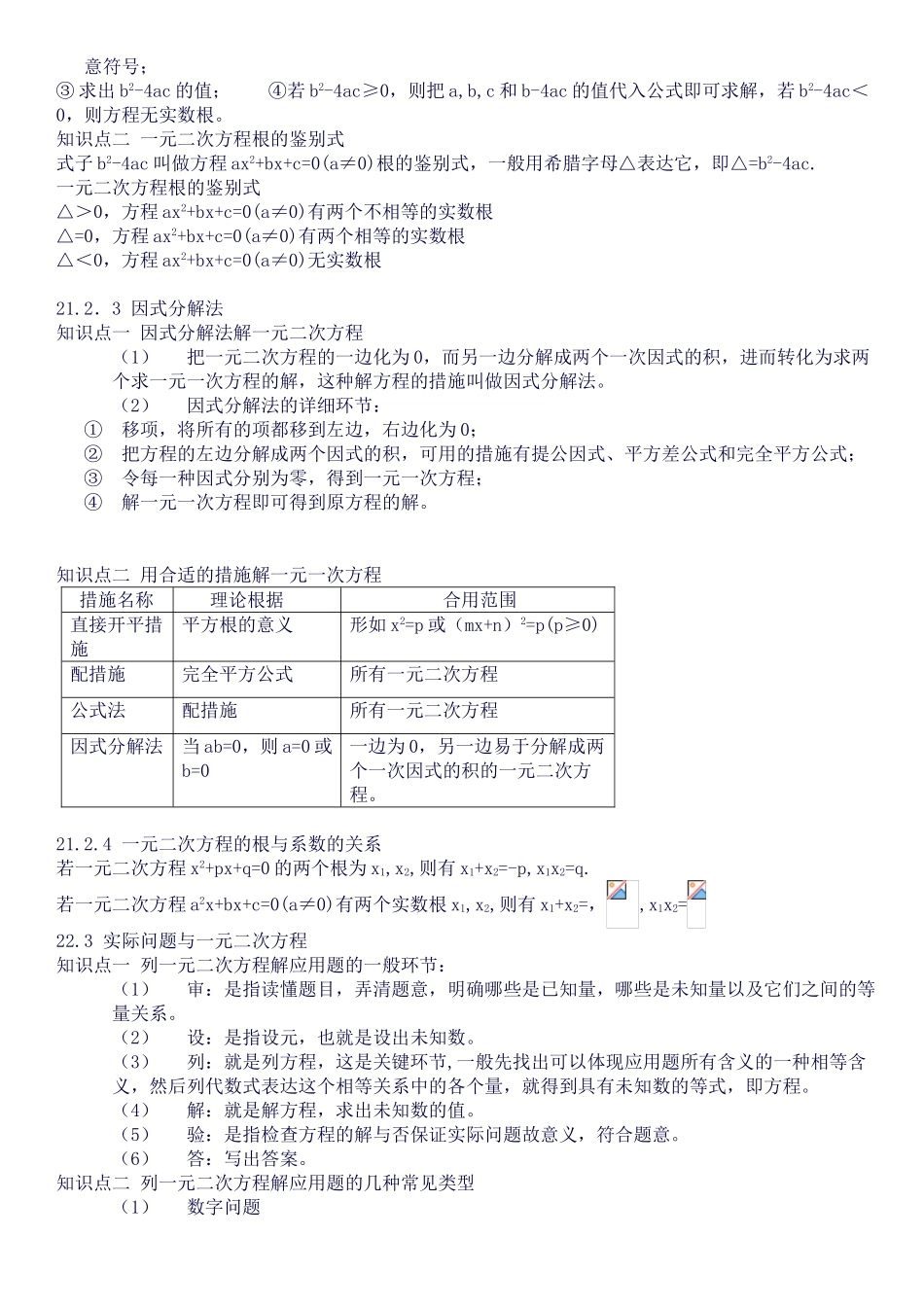 2025年人版九年级数学上册知识点总结_第2页
