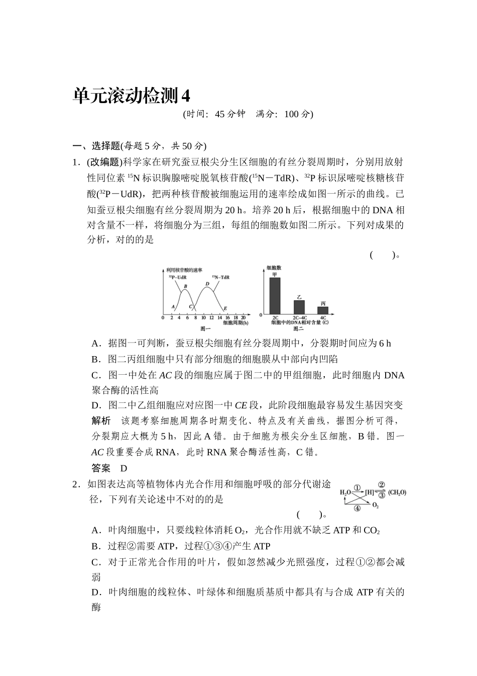 2025年高二生物上册知识点限时规范训练题_第1页