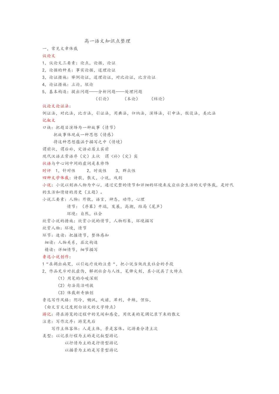 2025年高一语文知识点整理_第1页