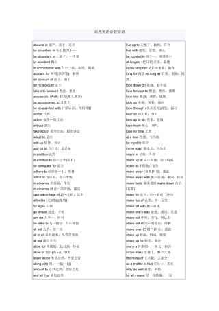2025年高考英语必背短语