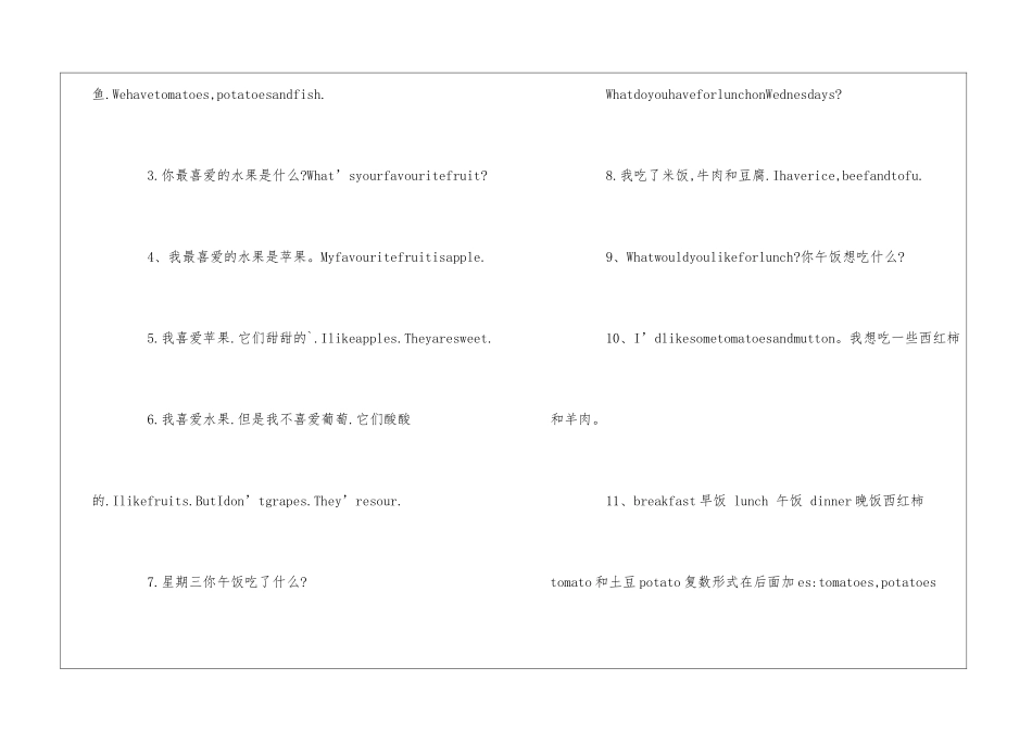 五年级上英语人教版Unit3复习知识点_第2页