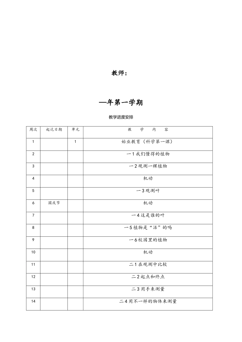 2025年教科版一年级《科学》上册全册教案_第2页