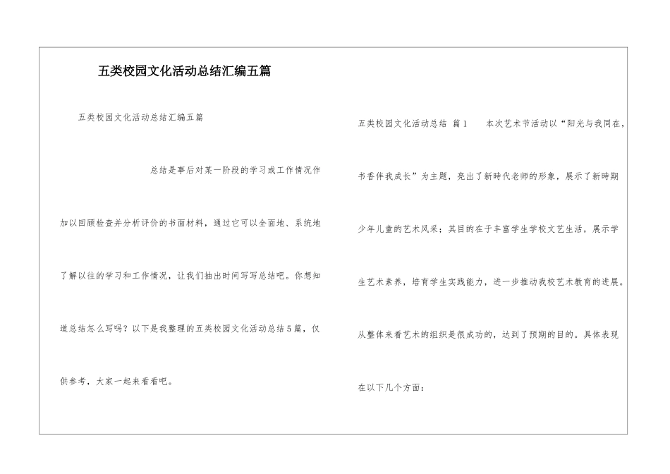 五类校园文化活动总结汇编五篇_第1页