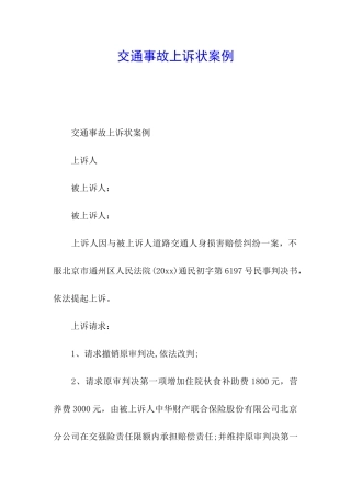 交通事故上诉状案例