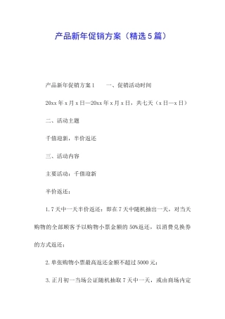 产品新年促销方案