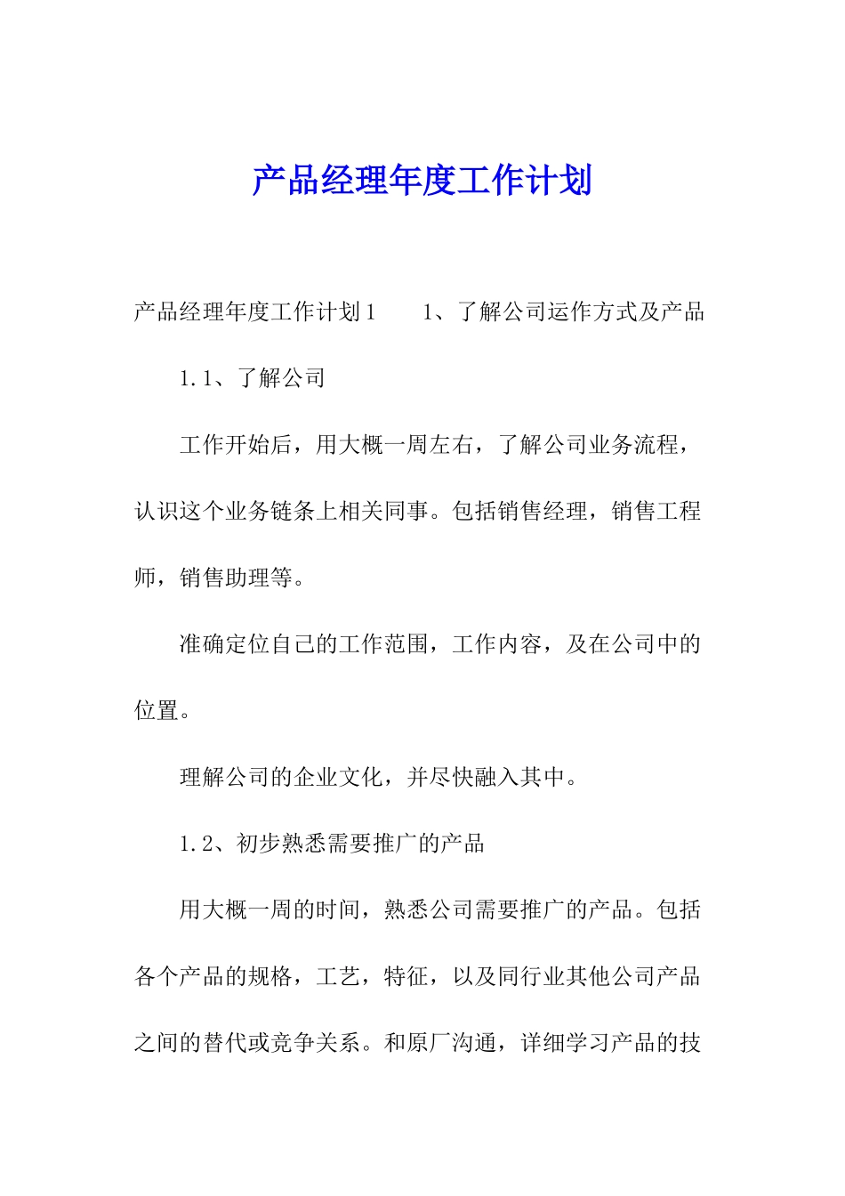 产品经理年度工作计划_第1页