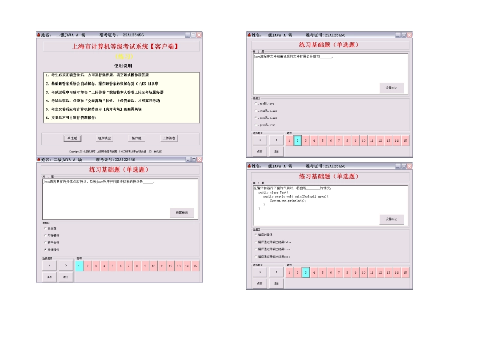 2025年上海市计算机等级考试二级Java程序设计_第1页