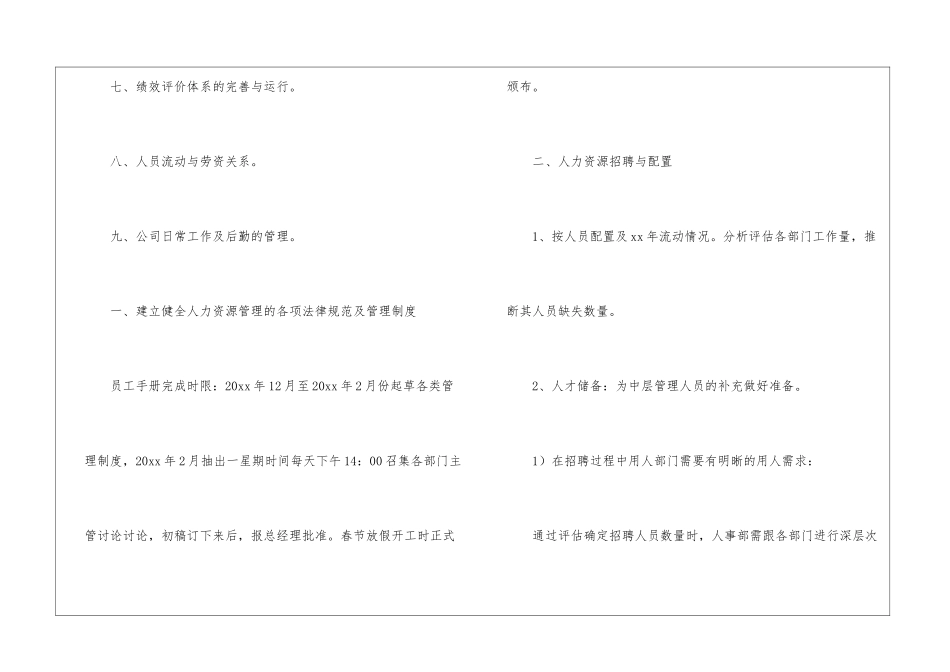 人事年度工作计划模板集合五篇_第2页