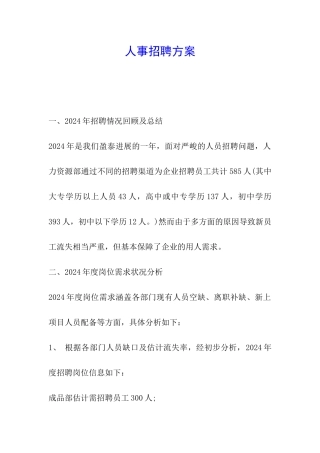 人事招聘方案