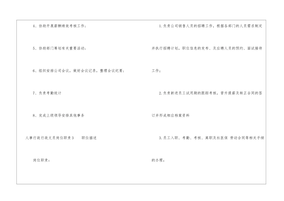 人事行政行政文员岗位职责_第3页