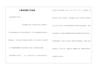 人事试用期工作总结