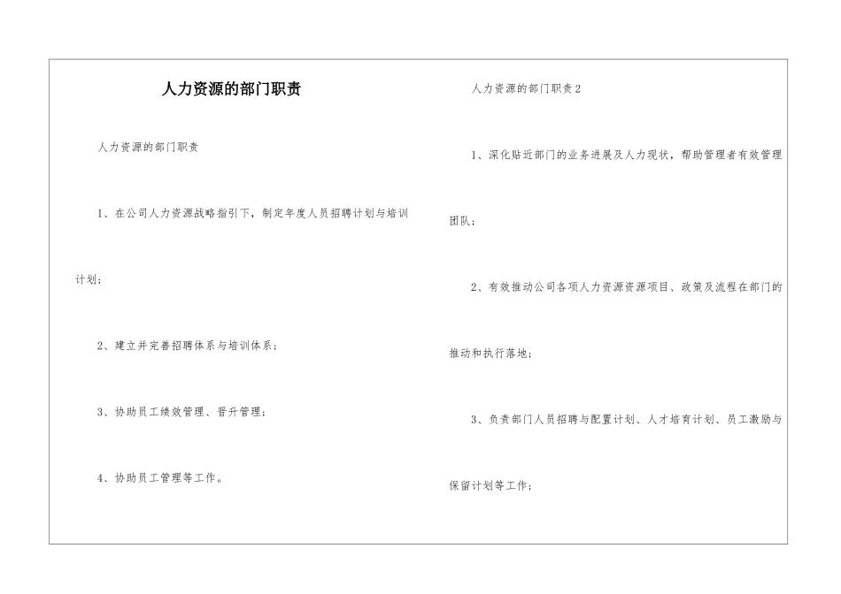 人力资源的部门职责--1_第1页