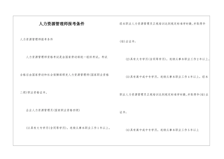 人力资源管理师报考条件_第1页