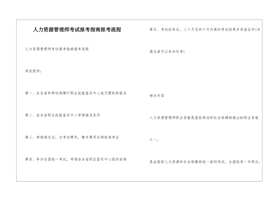 人力资源管理师考试报考指南报考流程_第1页