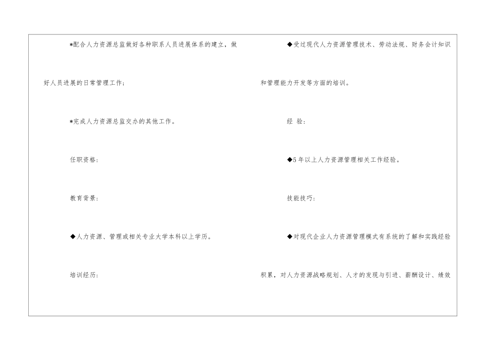人力资源经理岗位说明书--_第3页
