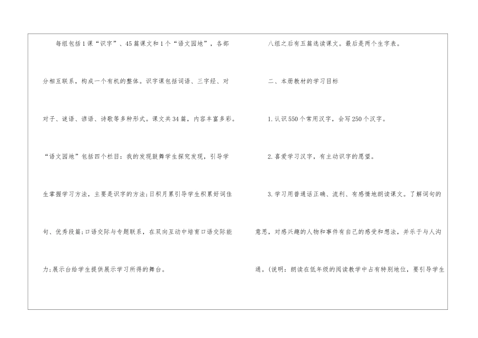 人教一年级下学期语文教学计划模板_第2页