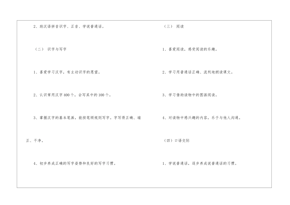 人教版一年级上册语文教学工作计划-_第3页