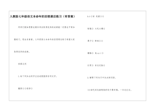 人教版七年级语文本命年的回想课后练习-