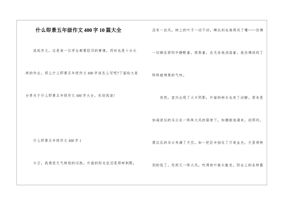 什么即景五年级作文400字10篇大全_第1页